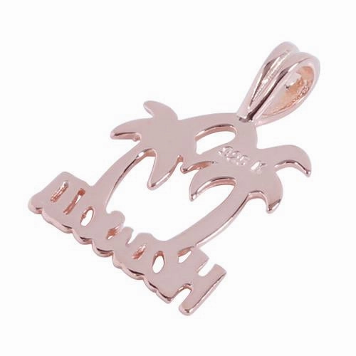 Sterling Silver Pink Gold Plated HAWAII Palm Tree Pendant (Chain Sold Separately)