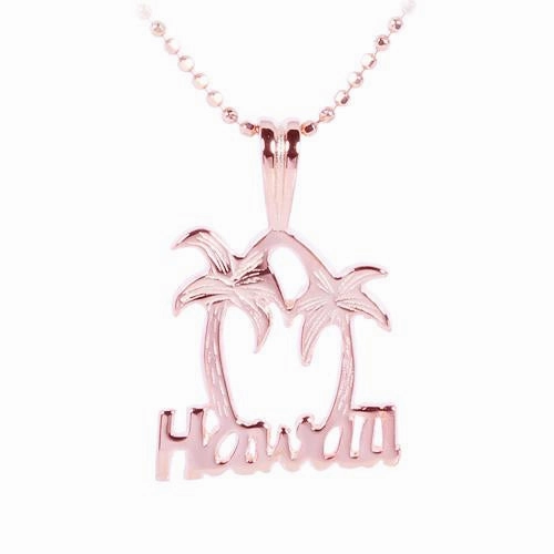 Sterling Silver Pink Gold Plated HAWAII Palm Tree Pendant (Chain Sold Separately)