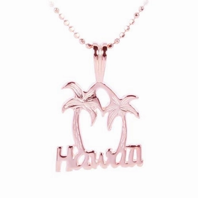 Sterling Silver Pink Gold Plated HAWAII Palm Tree Pendant (Chain Sold Separately)