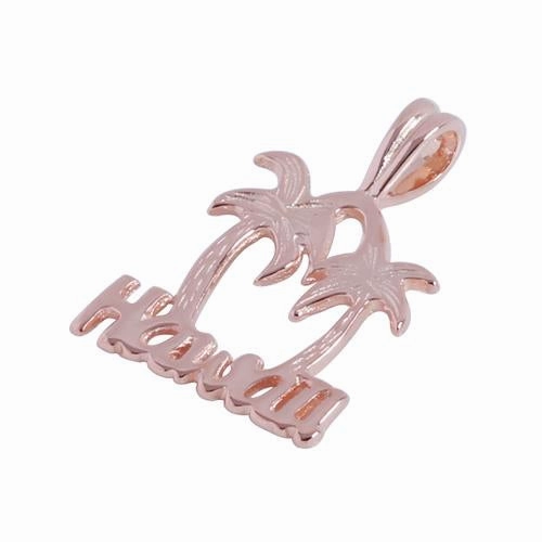 Sterling Silver Pink Gold Plated HAWAII Palm Tree Pendant (Chain Sold Separately)