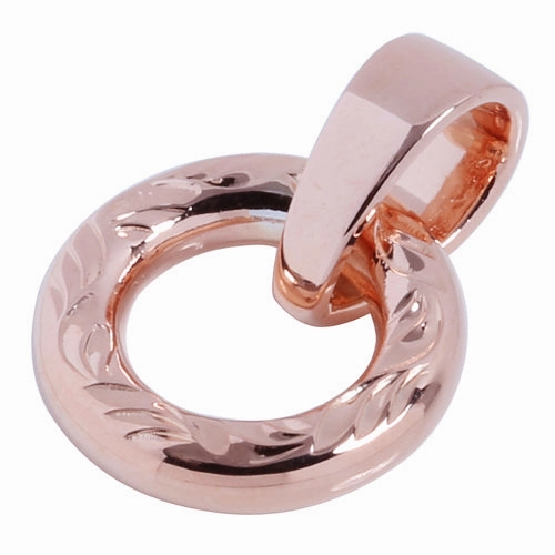 Sterling Silver Pink Gold Plated Hawaiian Scroll Circle Pendant (Chain Sold Separately)