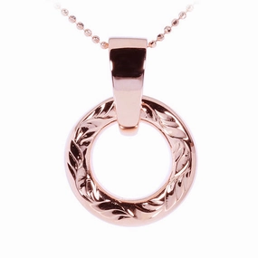 Sterling Silver Pink Gold Plated Hawaiian Scroll Circle Pendant (Chain Sold Separately)