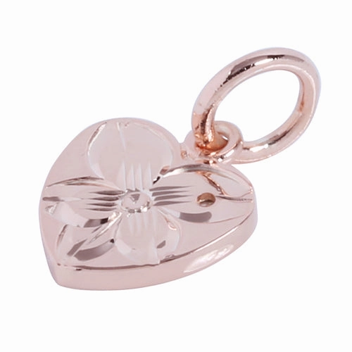 Sterling Silver Pink Gold Plated Hawaiian Scroll Heart with CZ Pendant (Chain Sold Separately)