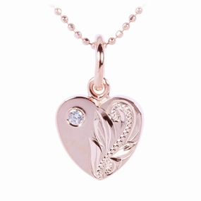 Sterling Silver Pink Gold Plated Hawaiian Scroll Heart with CZ Pendant (Chain Sold Separately)