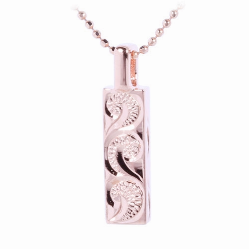 Sterling Silver Pink Gold Plated Hawaiian Scroll Vertical Pendant (Chain Sold Separately)