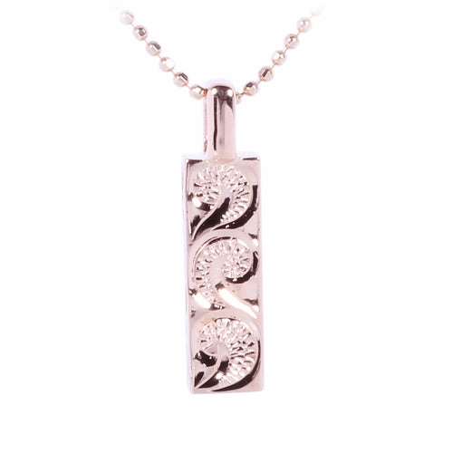 Sterling Silver Pink Gold Plated Hawaiian Scroll Vertical Pendant (Chain Sold Separately)
