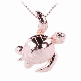 Sterling Silver Pink Gold Plated Honu (Hawaiian Turtle) Pendant (Chain Sold Separately)