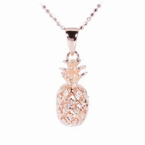 Sterling Silver Pink Gold Plated Pineapple Pendant (S/M/L) (Chain Sold Separately)