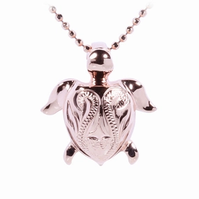 Sterling Silver Pink Gold Plated Scroll Honu (Turtle) Pendant (Chain Sold Separately)
