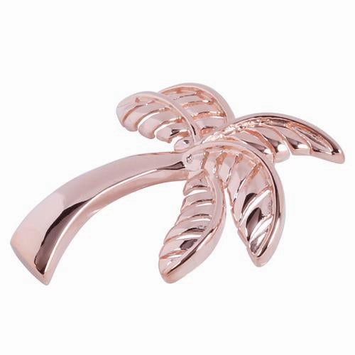 Sterling Silver Pink Gold Plated Shiny Palm Tree Pendant (Chain Sold Separately)