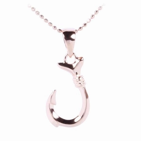 Sterling Silver Pink Gold Plated Small Fish Hook Pendant (Chain Sold Separately)
