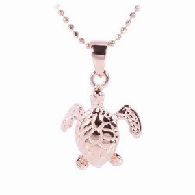 Sterling Silver Pink Gold Plated Small Honu (Hawaiian Turtle) Pendant (Chain Sold Separately)