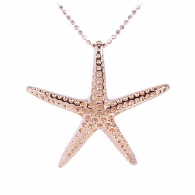 Sterling Silver Pink Gold Plated Starfish Pendant (Chain Sold Separately)
