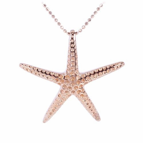 Sterling Silver Pink Gold Plated Starfish Pendant (Chain Sold Separately)