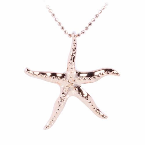 Sterling Silver Pink Gold Plated Starfish Pendant (Chain Sold Separately)