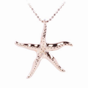 Sterling Silver Pink Gold Plated Starfish Pendant (Chain Sold Separately)