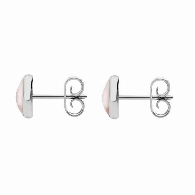 Sterling Silver Pink Mother of Pearl 6mm Classic Medium Round Stud Earrings