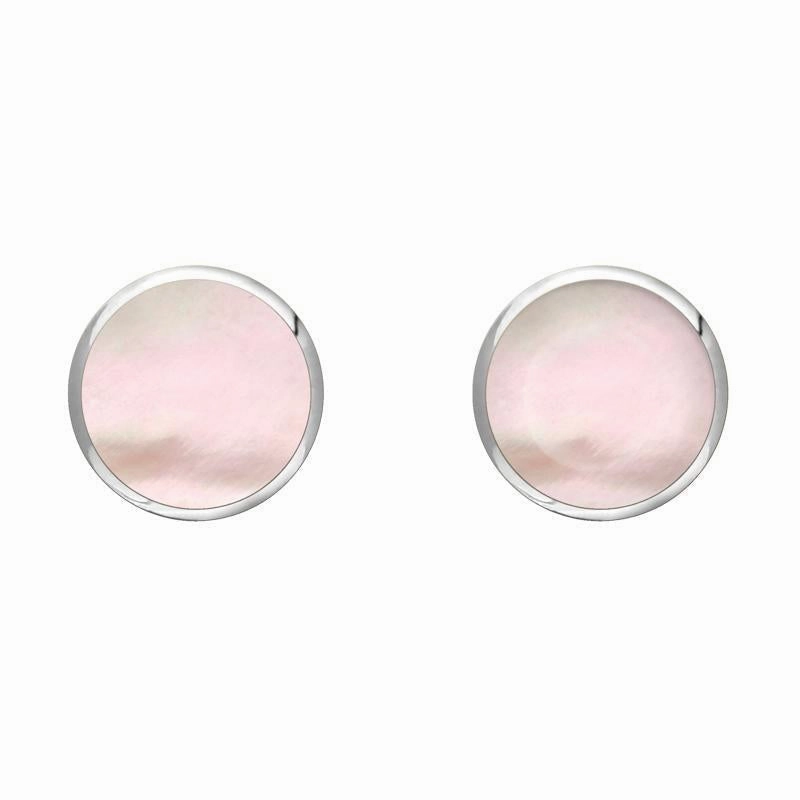 Sterling Silver Pink Mother of Pearl 6mm Classic Medium Round Stud Earrings
