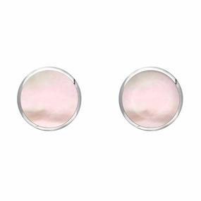 Sterling Silver Pink Mother of Pearl 6mm Classic Medium Round Stud Earrings