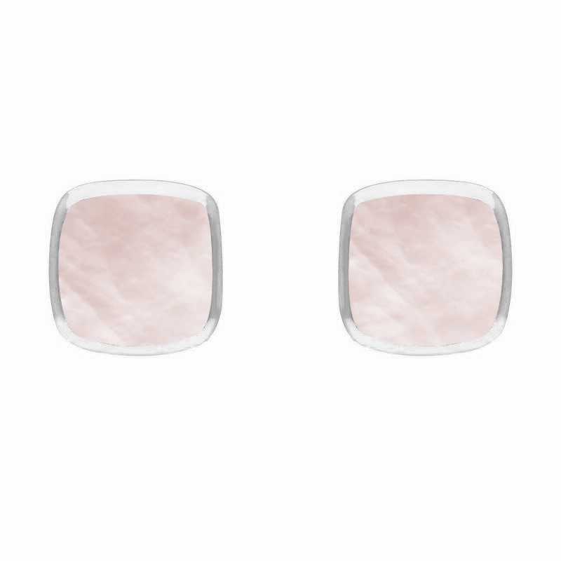 Sterling Silver Pink Mother of Pearl Dinky Cushion Stud Earrings