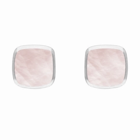 Sterling Silver Pink Mother of Pearl Dinky Cushion Stud Earrings