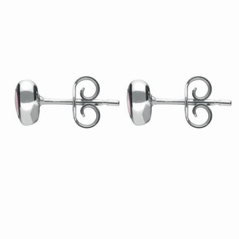 Sterling Silver Pink Mother Of Pearl Framed Heart Stud Earrings
