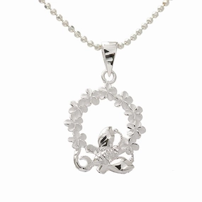 Sterling Silver Plumeria Lei with Butterfly Pendant (Chain Sold Separately)