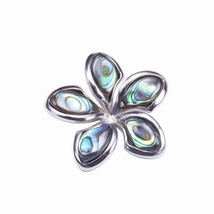 Sterling Silver Plumeria with Abalone Inlay Pendant (Chain Sold Separately)
