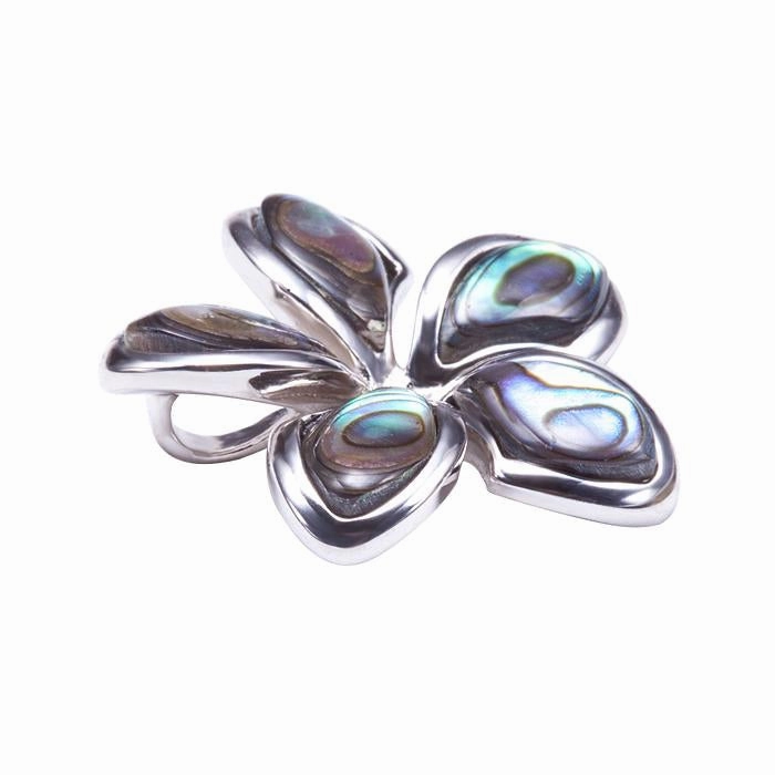 Sterling Silver Plumeria with Abalone Inlay Pendant (Chain Sold Separately)