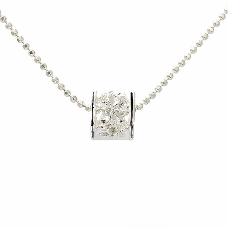 Sterling Silver Plumeria with CZ Black Border Cube Pendant (S/M) (Chain Sold Separately)
