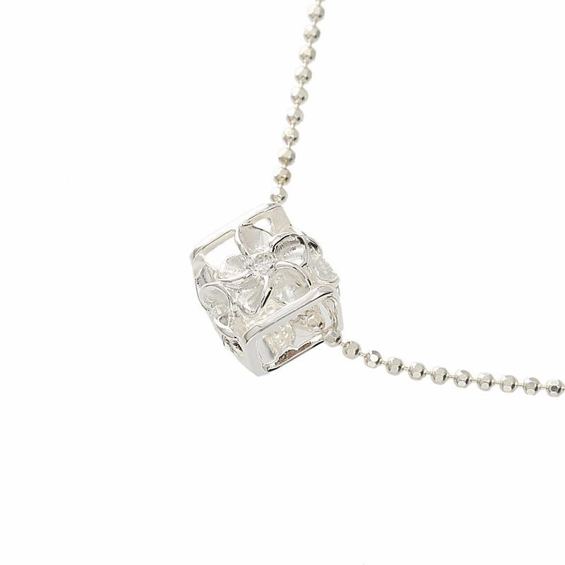 Sterling Silver Plumeria with CZ Cube Pendant (Chain Sold Separately)