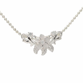 Sterling Silver Plumeria with CZ Slider Pendant (Chain Sold Separately)