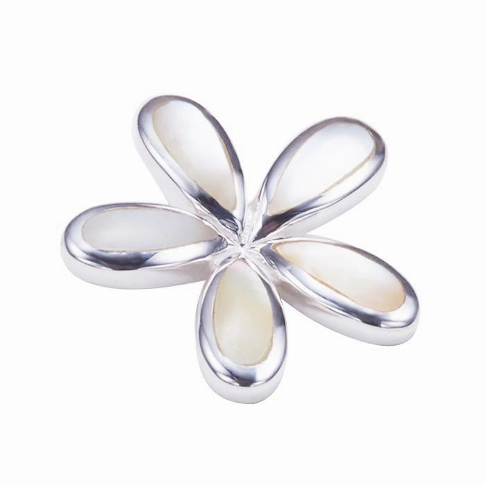 Sterling Silver Plumeria with Mother-of-Pearl Inlaid Pendant (Chain Sold Separately)