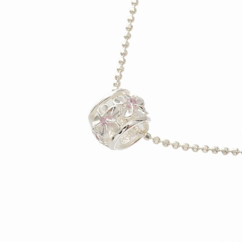 Sterling Silver Plumeria with Pink CZ Barrel Pendant (Chain Sold Separately)
