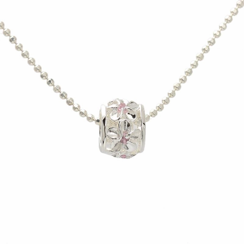 Sterling Silver Plumeria with Pink CZ Barrel Pendant (Chain Sold Separately)