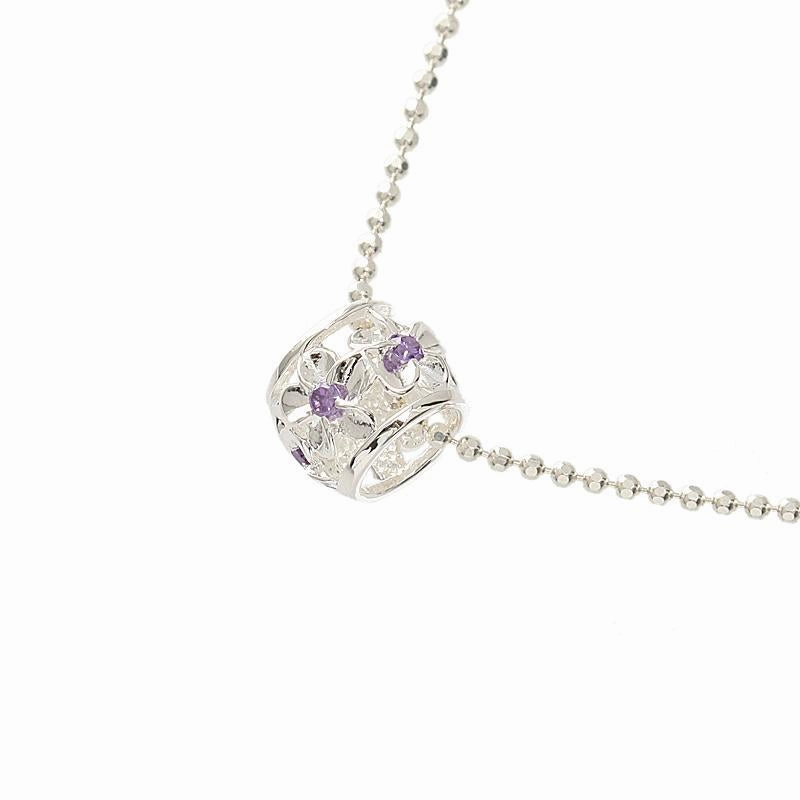 Sterling Silver Plumeria with Purple CZ Barrel Pendant (Chain Sold Separately)