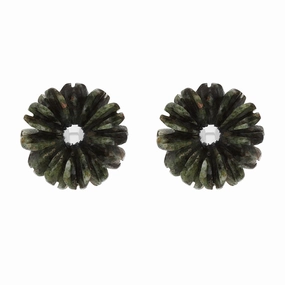 Sterling Silver Preseli Blue Stone Tuberose 10mm Stud Earrings