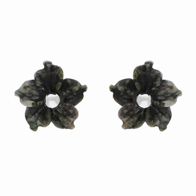Sterling Silver Preseli Blue Stone Tuberose Flower 8mm Stud Earrings