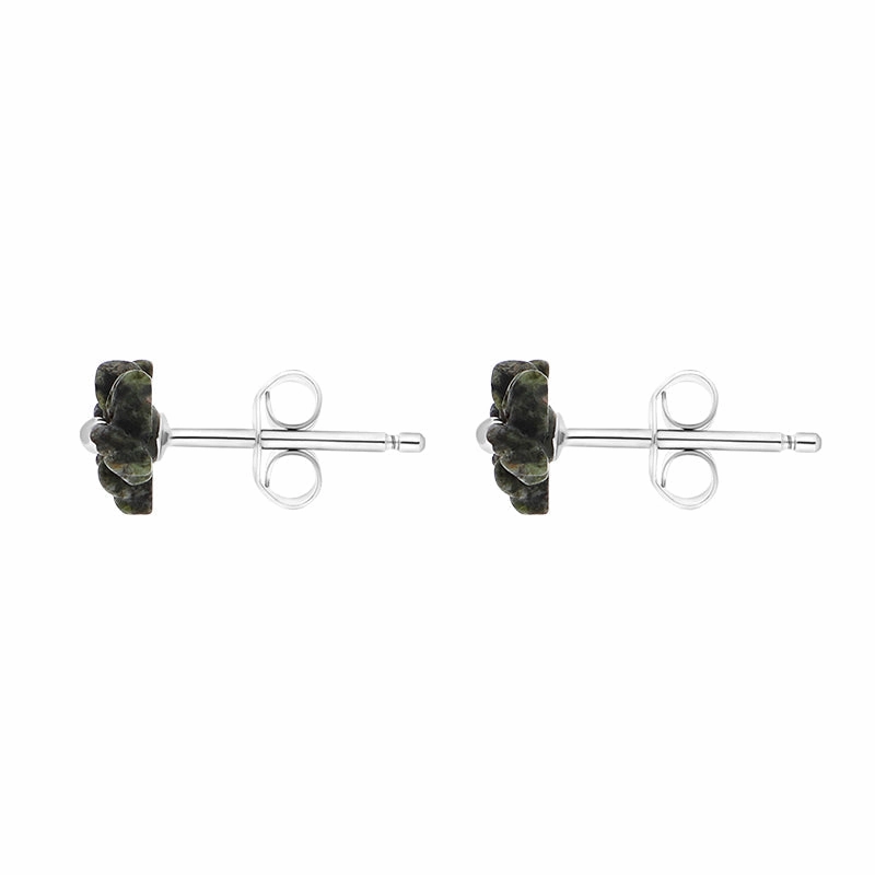 Sterling Silver Preseli Blue Stone Tuberose Flower 8mm Stud Earrings