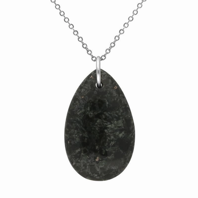 Sterling Silver Preseli Bluestone Pear Shaped Carved Necklace