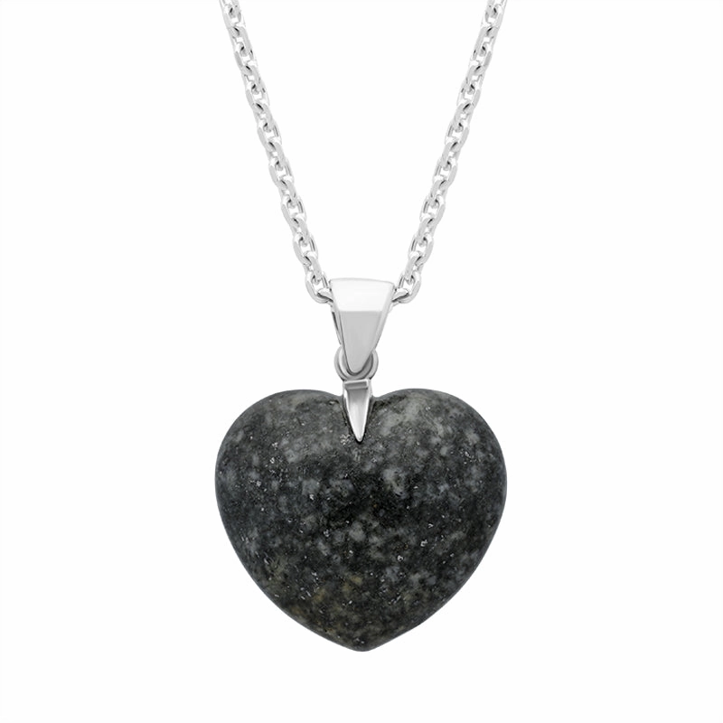 Sterling Silver Preseli Medium Carved Heart Necklace