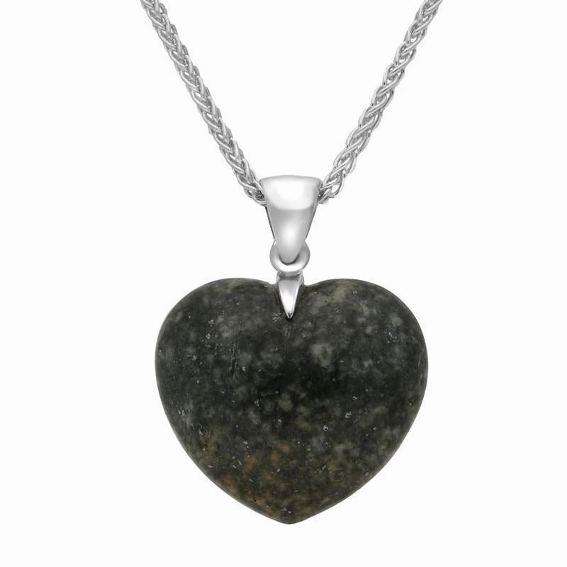 Sterling Silver Preseli Medium Carved Heart Necklace