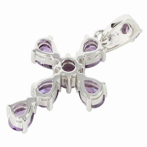 Sterling Silver Purple CZ Cross Pendant (Chain Sold Separately)