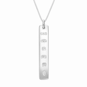 Sterling Silver Queen's Jubilee Hallmark Polished Ingot Pendant Necklace D