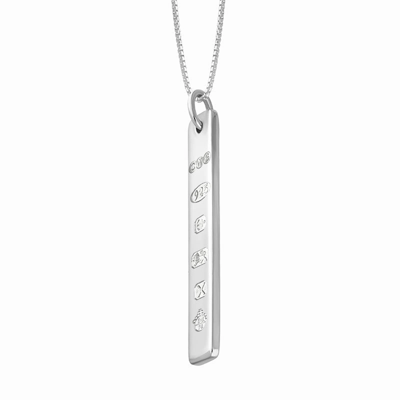Sterling Silver Queen's Jubilee Hallmark Polished Ingot Pendant Necklace D