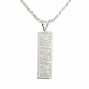 Sterling Silver Quilt Vertical Pendant (8mm/10mm) (Chain Sold Separately)