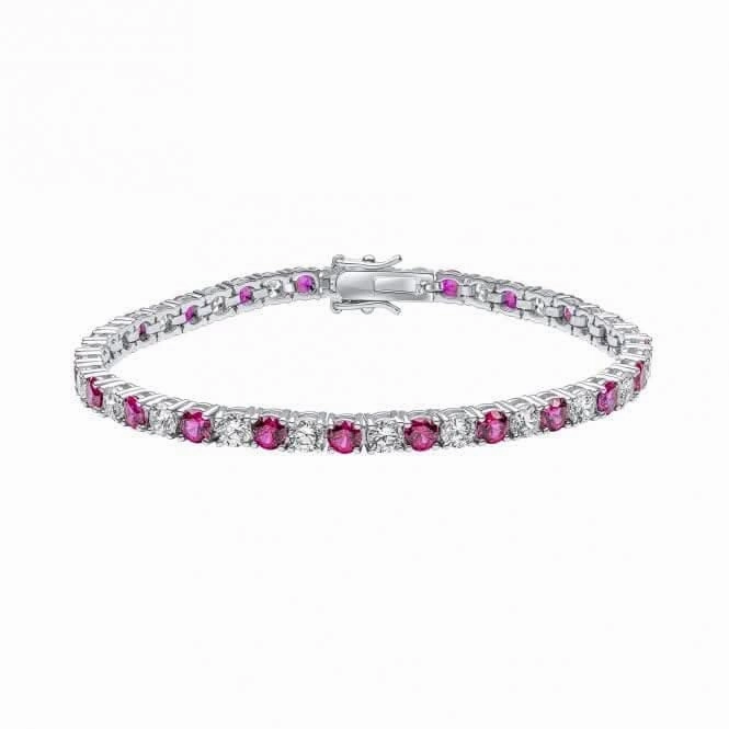Sterling Silver Red and Clear Cubic Zirconia Bracelet B5474