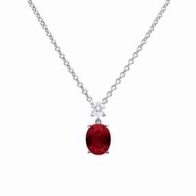 Sterling Silver Red and Clear Cubic Zirconia Pendant P5392