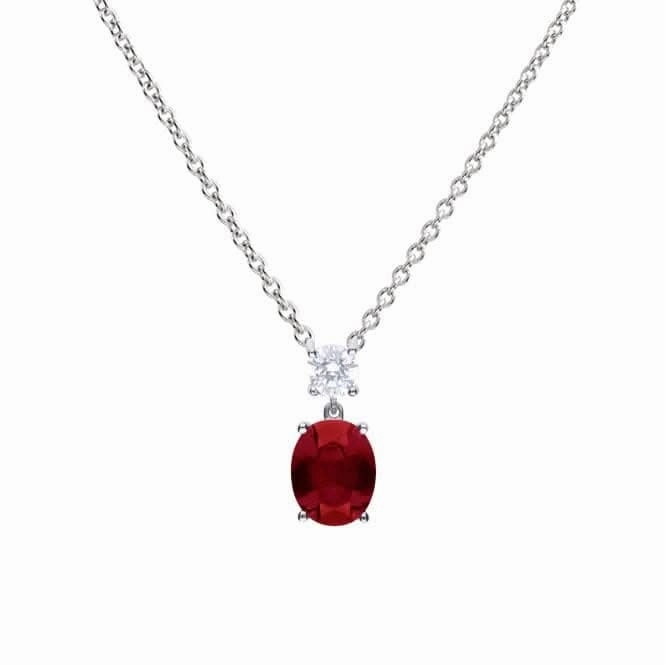 Sterling Silver Red and Clear Cubic Zirconia Pendant P5392