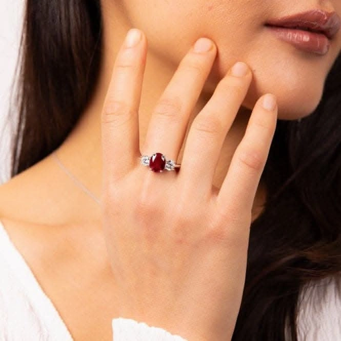 Sterling Silver Red and Clear Cubic Zirconia Ring R3864
